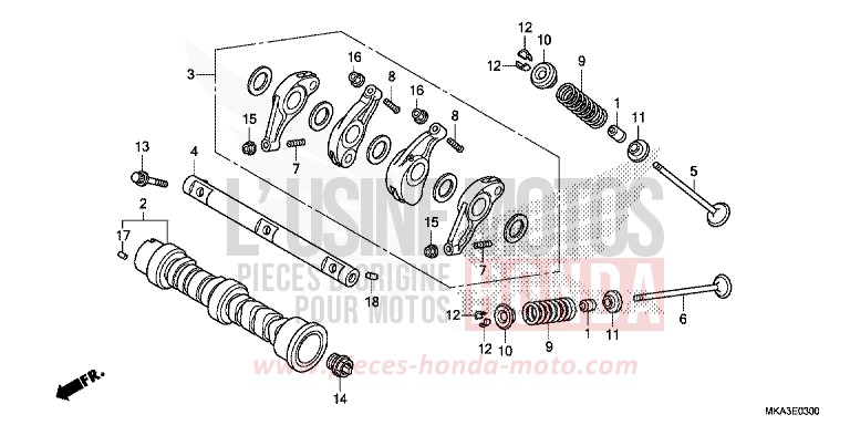 ARBRE A CAMES/SOUPAPE de NC750X "Méca" SWORD SILVER METALLIC (NHA95) de 2017